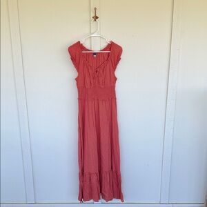 Old Navy red swiss dot tie front milkmaid dress